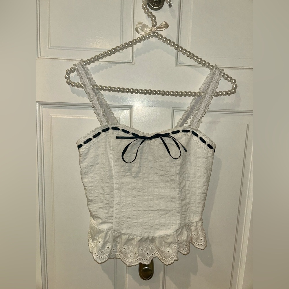 Elegant White Lace Trimmed Top